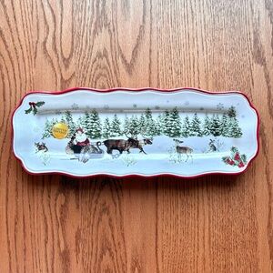 Festive Heritage Collection Christmas Santa Sleigh Serving Platter